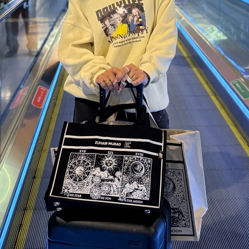 Zuhair Murad Black and White Graphic Tote